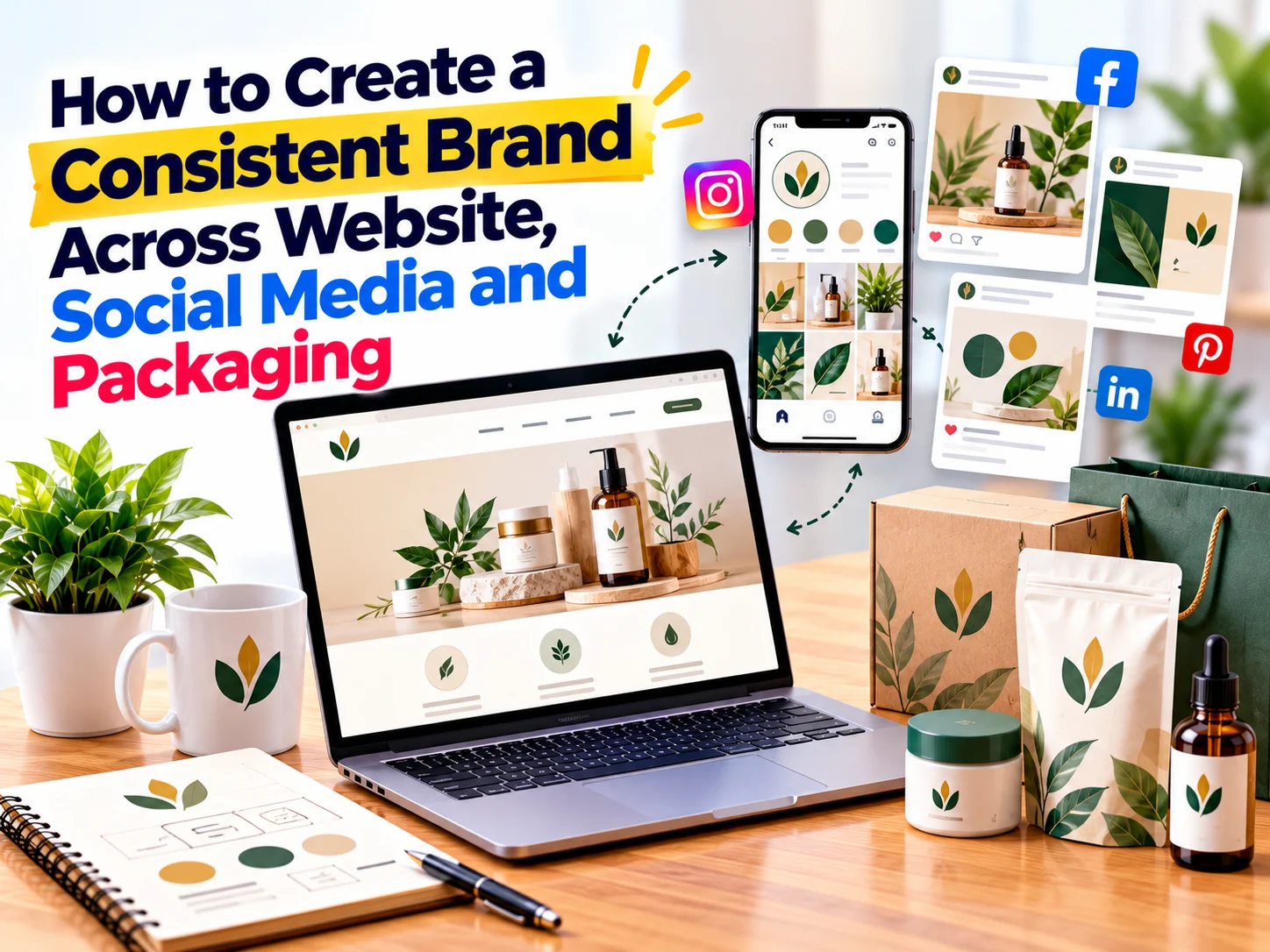 consistent brand across website social media and packaging