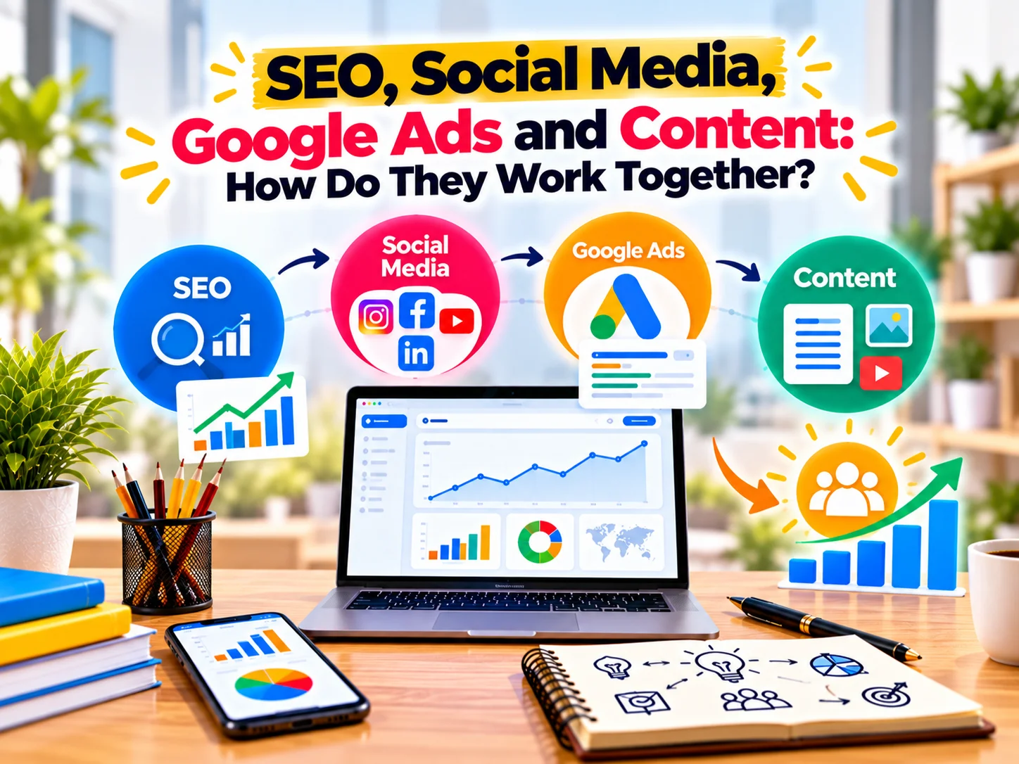 SEO social media Google Ads and content marketing
